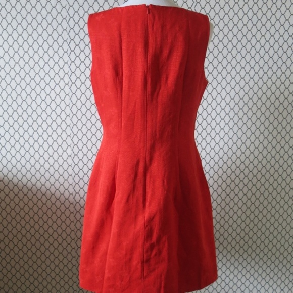 ASOS Textured Orange Cotton Blend Fully Lined Sleeveless A Line Dress - Size 10 - Picture 3 of 5